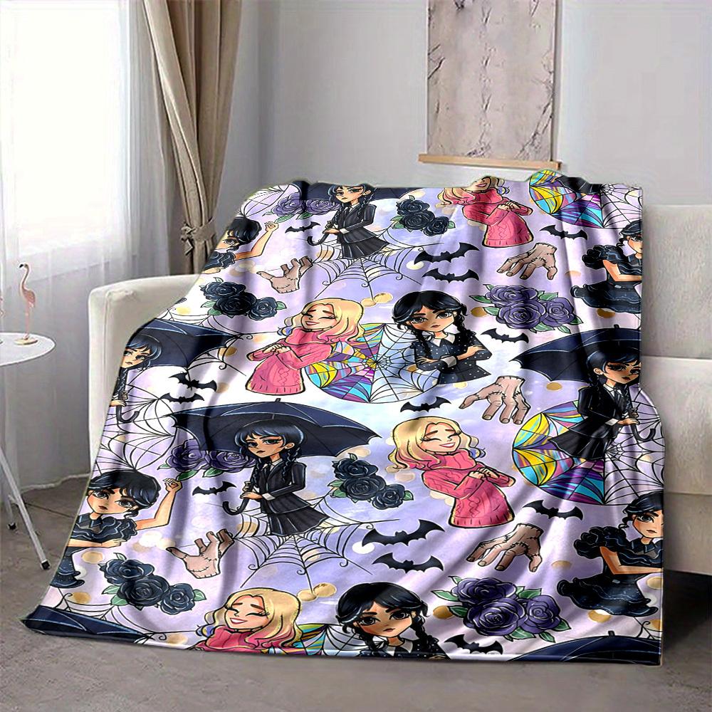 

1pc Wednesday Flannel Blanket, Soft Skin Friendly with Digital Printing, Various Sizes Available for Family, Friends, Birthday 80x120cm