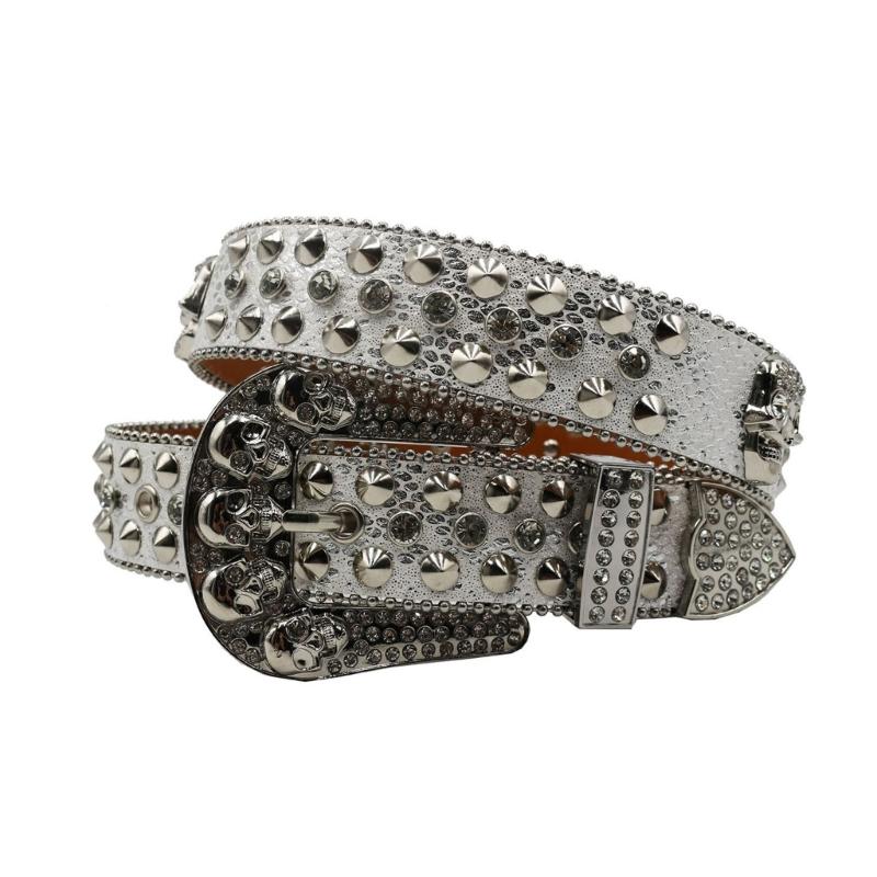 Blingbling Rhinestones Waist Belt Studded Grommet Buckle Rivets Costumes Rhinestones Heavy Duty for Jeans Pants