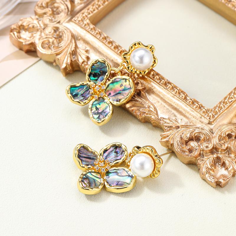 Women's Light Luxury Design Elegant Imitation Pearl Flower Tassel Earrings Fashionable And Versatile Niche Design Earrings