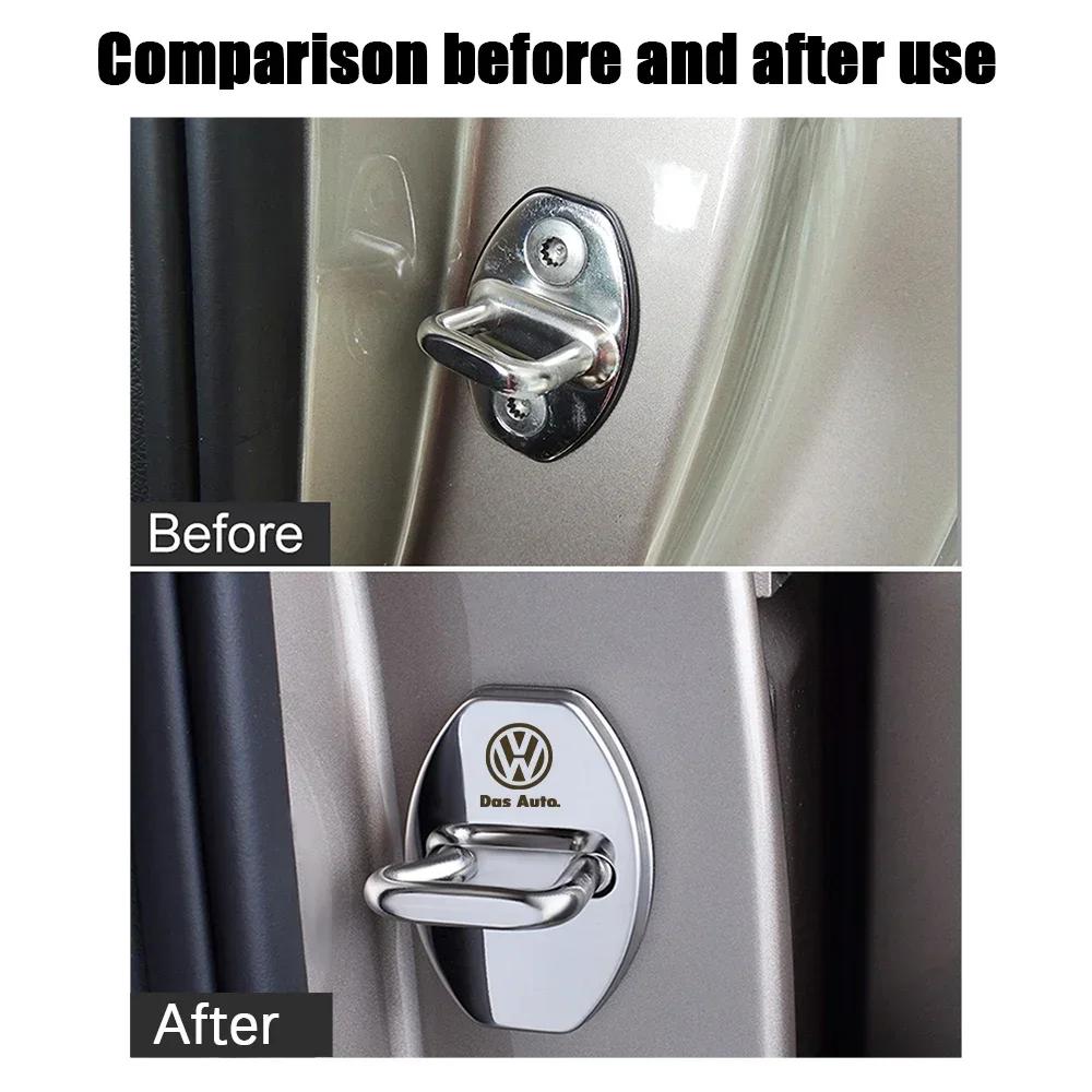 T23-For Volkswagen VW Golf 5 4 Polo Passat Jetta Touran CADDY Rline Car Styling 3D Car Door Lock Cover Protective Decoration Sticker