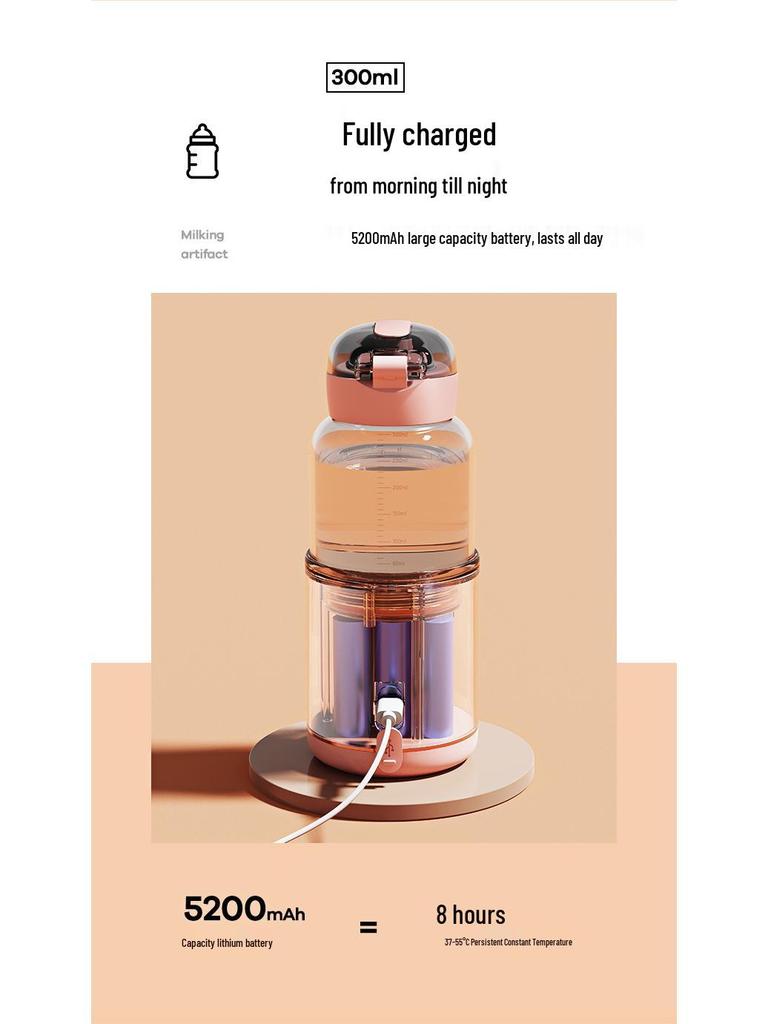 Portable Wireless Baby Formula Maker & Insulated Charging Kettle for Warm Milk On the Go