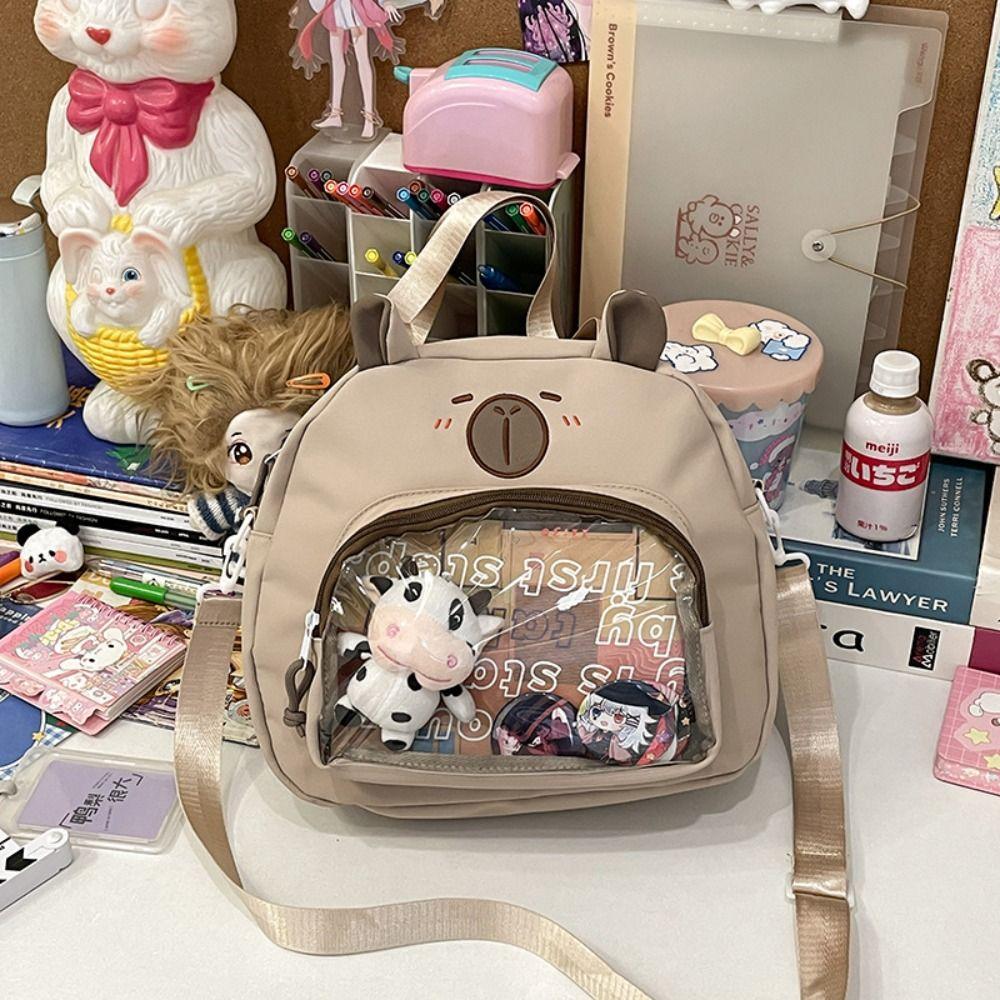 Large Capacity Capybara Shoulder Bag Harajuku Canvas Tote Bag Lovely Transparent Itabag  Shopping