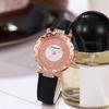Damen Quarzuhr mit Strass-Zifferblatt und Lederarmband