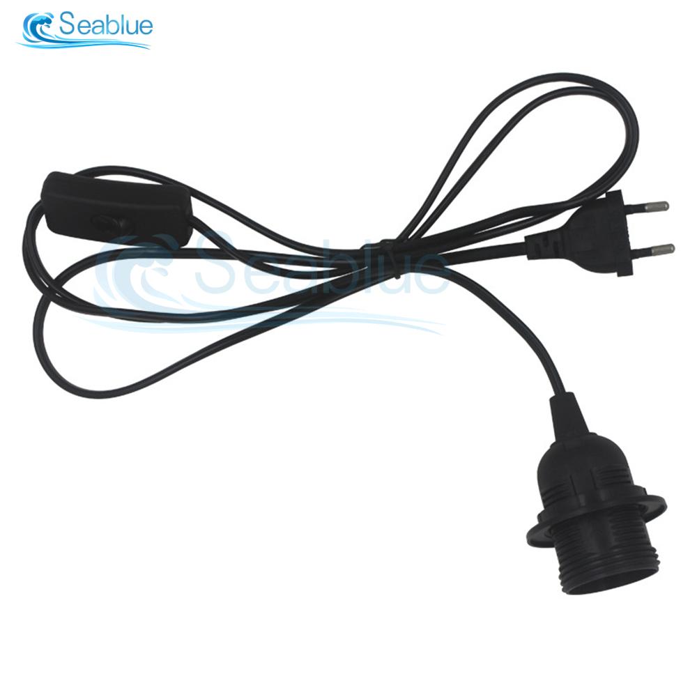 110V 220V 1.8M US/EU Plug Power Cord With ON/OFF Switch E27 Bulb Lamp Holder Textile Cable Cord for Hanging Light Cord Kit