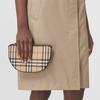 Burberry Olympia Series Vintage Check Print Cotton Blend Polyurethane Underarm Half Moon Shoulder Tote Bag Women bags Beige 80505801