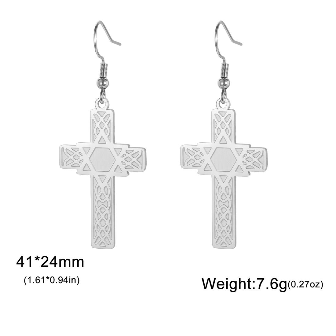 

Christian Cross Drop Earrings Stainless Steel Jewish Star of David Dangle Earrings Prayer Protection Amulet Jewelry Gift