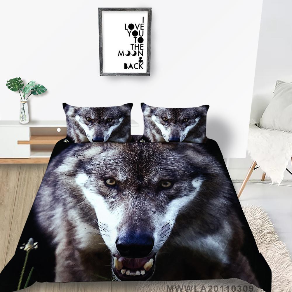 2023 New Style Comforter Cover Set 3D Wolf Printing Duvet Cover Animals Polyester Home Textiles Boys Girls Single Size Pillowcase