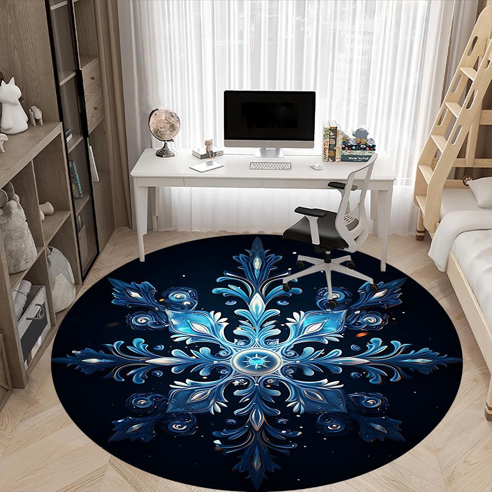 1PC Winter Fantasy Office Round Area Rug, Mat Suitable For Office, Under Office Chairs Bedroom Living Room Home Decor, Room Deco