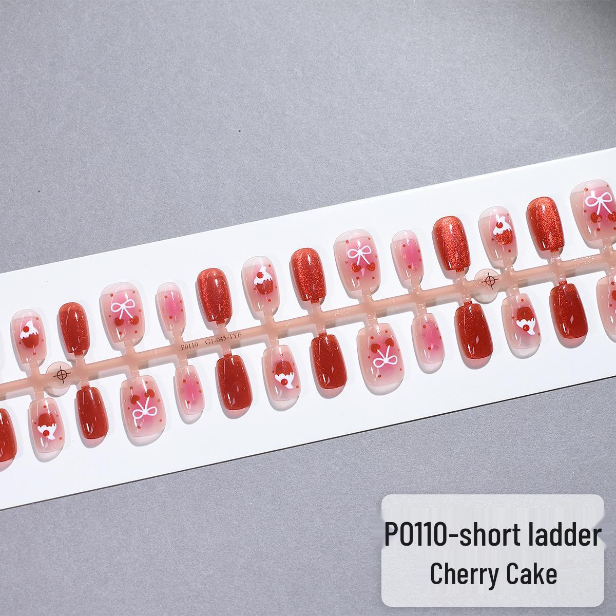 

Трендовые розовые кошачий глаз в горошек вишневый торт накладные ногти в милых XS/S/M