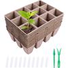 Biodegradable Seedling Trays 10 Pcs - 12 Cells (16×12×5 Cm), Pots 4×4×5 Cm