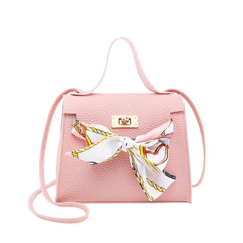 Women Ribbon Bow Decor Hasp Mini Flap Hangbag Ladies Fashion Leather Wallet Shoulder Messenger Crossbody Bag Totes