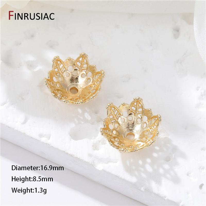 14K Goldplattiertes Messing Hohlblumenperlenkappen Endkappen Für Schmuckherstellung Zubehör Diy Fundstücke Zubehör