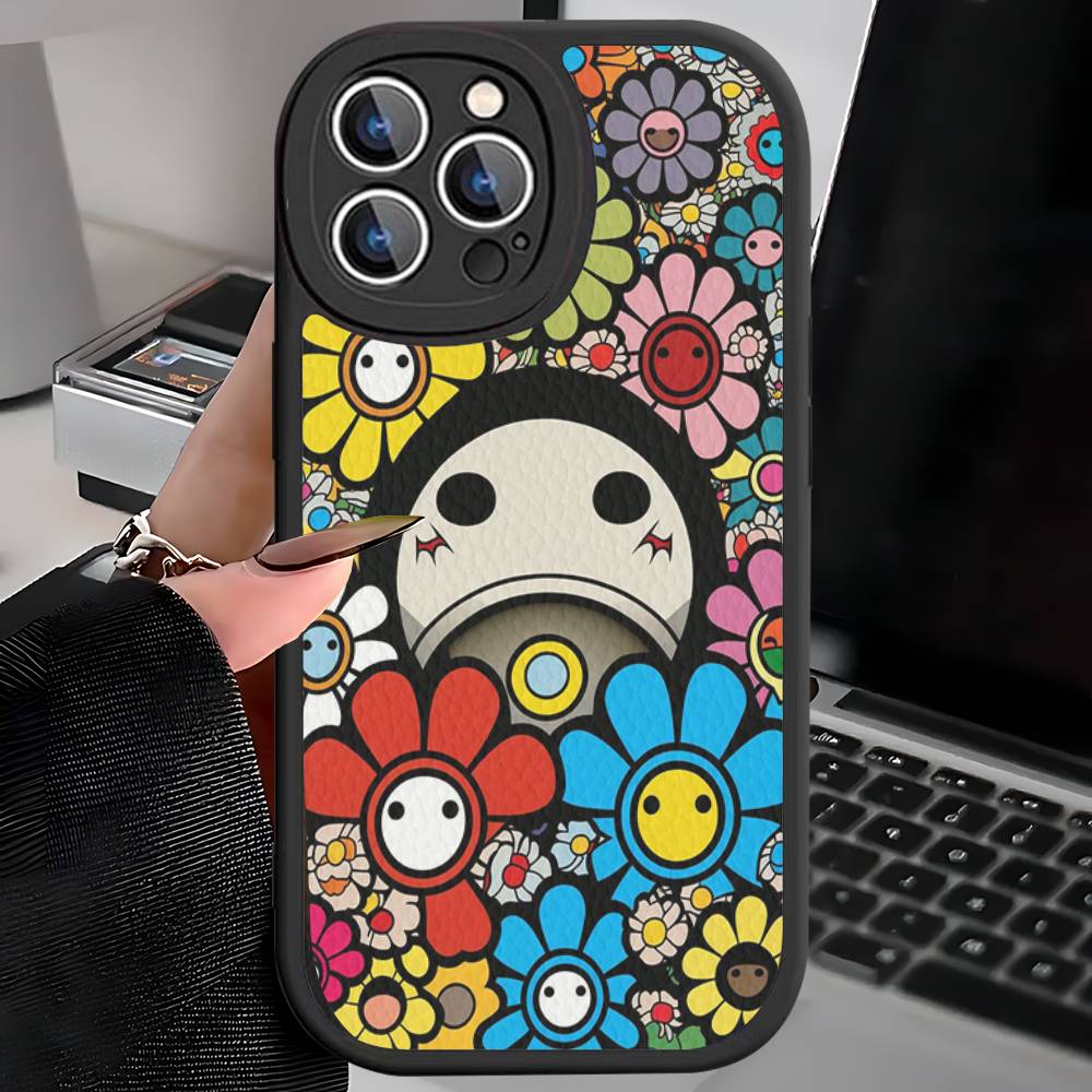 Japanese Artisti M-murakami T-takash Art Colorful For iPhone 16 15 14 13 12 11 Pro Max Plus Shockproof Leather Soft Phone Cover
