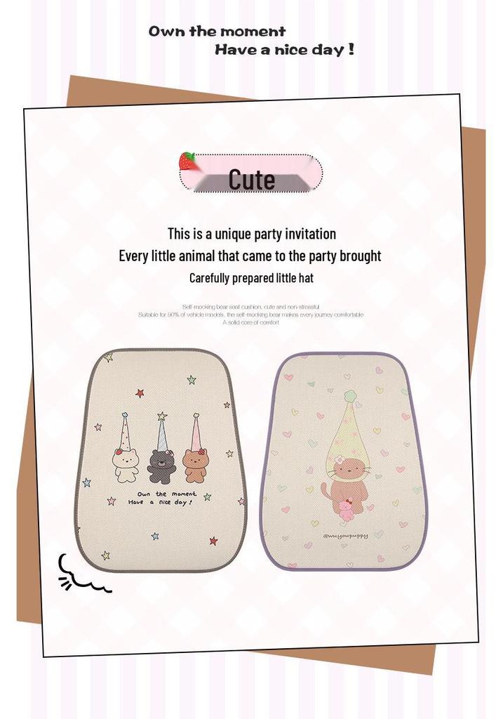 Cute Hemp Car Seat Cushion for ORA Good Cat, ORA 5, Kia EV5, K3, K5 - Ideal for All Seasons