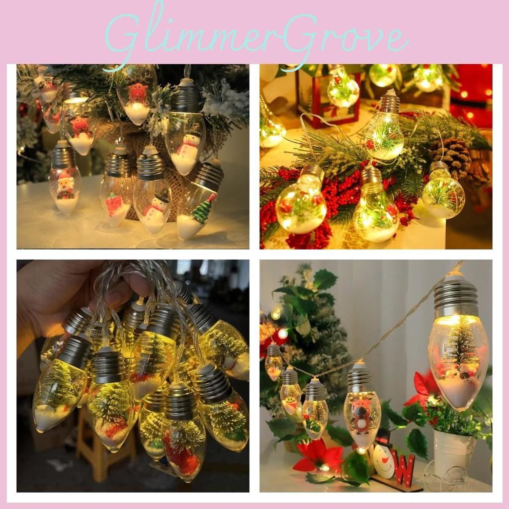 Christmas Tree Led Snow Globe Bulb String Lights For Indoor Outdoor White Warm