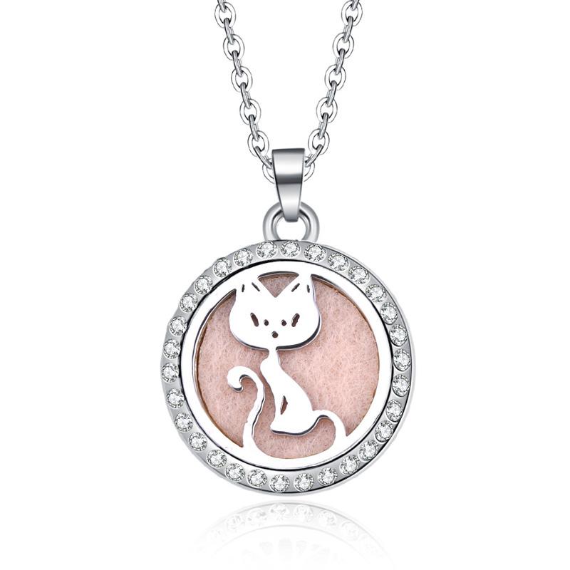 New Stainless Steel Alloy Fashion Aromatherapy Necklace Essential Oil Diffuser Perfume Locket Pendant Women Jewelry Gift
