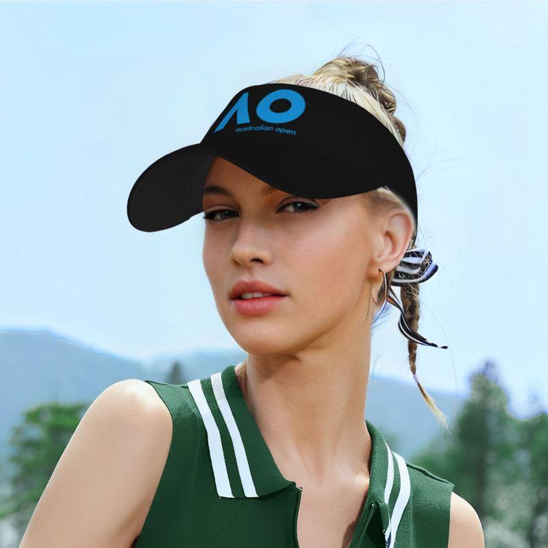 Australian Open AO Print Sun Visor Hats Adjustable Lightweight Sun Protection Sports Visor Hat for Sports Running Golf Tennis