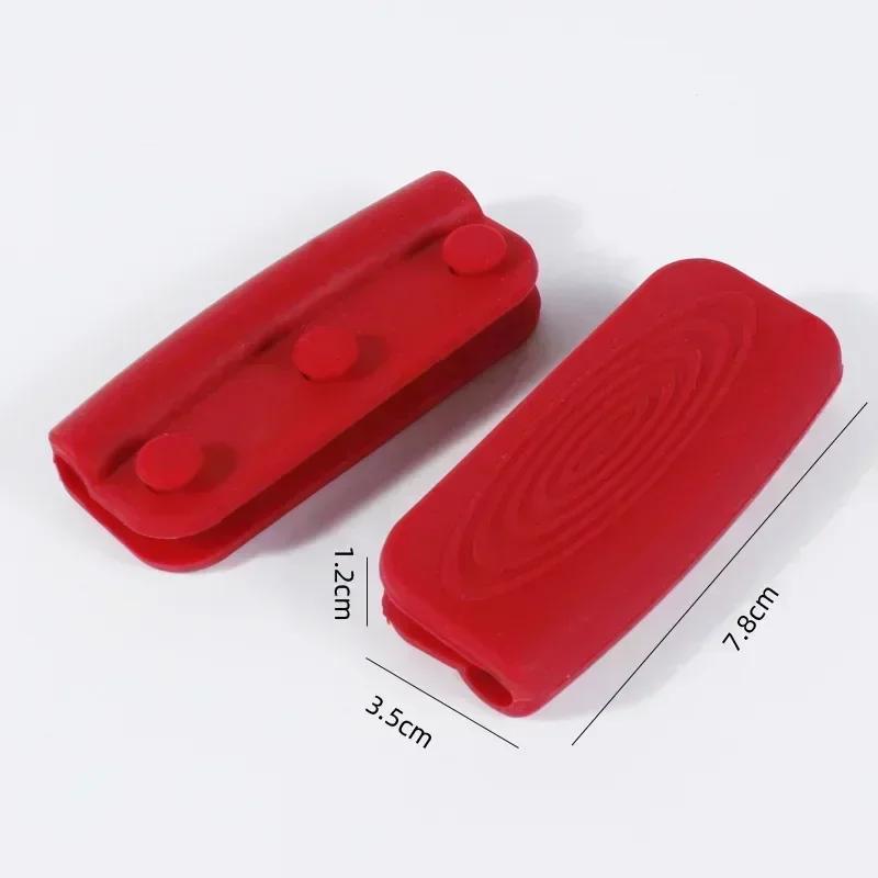 1 Pair Silicone Handles Non-Slip Silicone Pot Handle Cover Anti-Scalding Heat Insulation Pot Handle Cover Kitchen Accessories