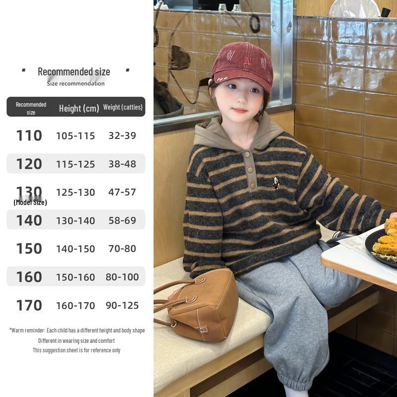 

YOJIA 2025 Girls Fashion Hooded Sweatshirt - Warm & Thick Winter Wear for Little Girls 110 cm коричневый