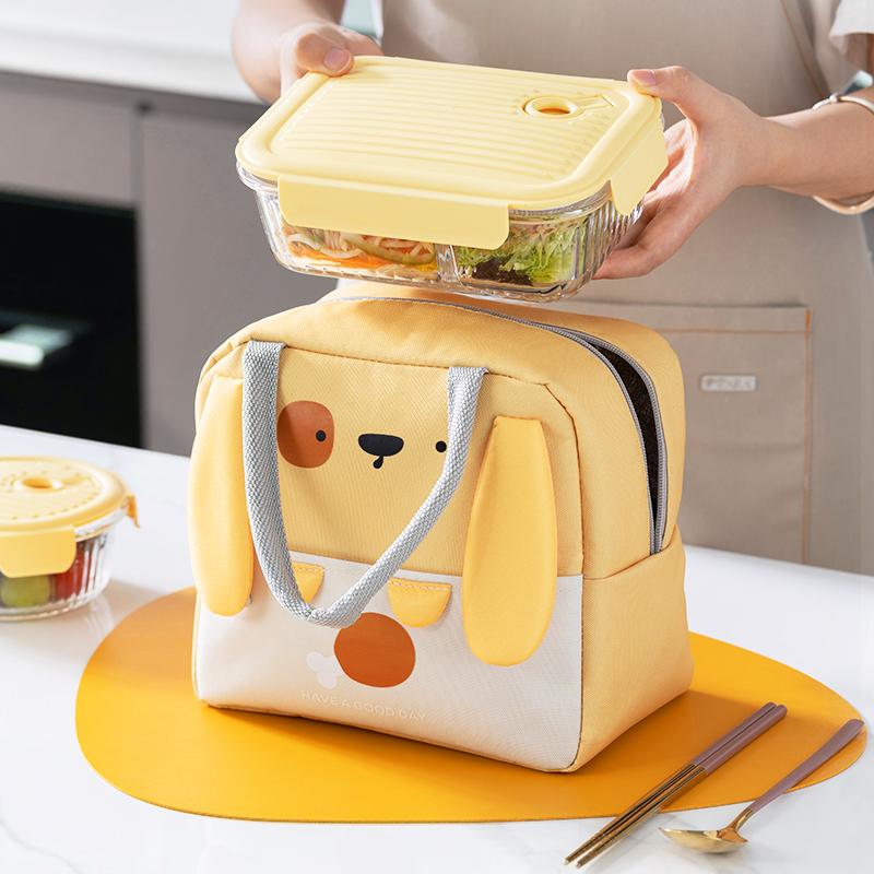 Cute Cartoon Lunch Bag Handheld Lunch Box Bag for Office Workers and Students Aluminum Foil Insulated Lunch Bag