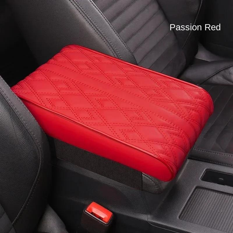 NEW Wave Embroider PU Leather Car Armrest Mat Center Console Arm Rest Protection Cushion Auto Armrests Storage Box Cover Pad