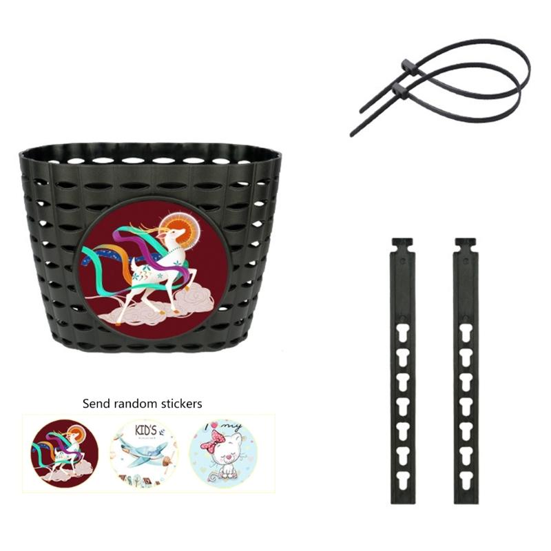 Front Handlebars Basket Waterproofs Childrens Bicycles Basket Plastic Tricycles Basket for School, Outdoor, Cyclings