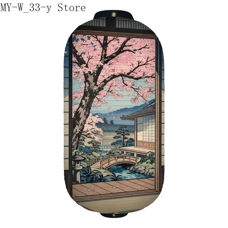 25x50cm Japanese-style Cherry Blossoms Cloth Lantern Ukiyo-e Traditional Printed Lantern Izakaya Cuisine Wedding Party Decor