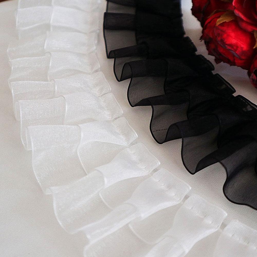 2026 Trendy 4CM Organza Lace Ribbon Double Layer Lotus Leaf Trim for Party Dress Skirt Hem Applique & DIY Home Decor