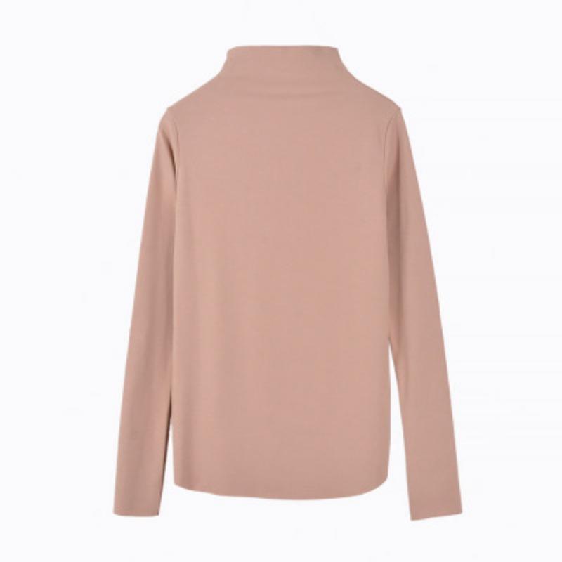 Autumn Decoration Long-sleeved T-shirt for Women Solid Color Top Korean New Style Women's Half-high Neck Base Shirt for Women