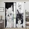 2 Pieces, Cute Black and White Cat Curtains - Semi Blackout - Suitable for Living Room, Bedroom, Kitchen, Home Decoration