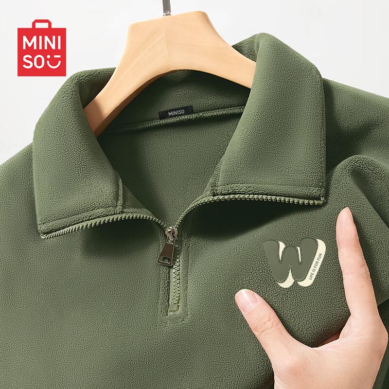 MINISO Herren Verdicktes Fleece-Sweatshirt mit halbem Reißverschluss