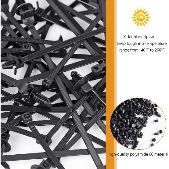 Xislet 160Pcs Nylon Universal Cable Tie Buckle Zip Tie Clips Automotive Rivet Push Mount Zip Ties Compatible With Cars Boat Trailer Polaris UTV Jeep