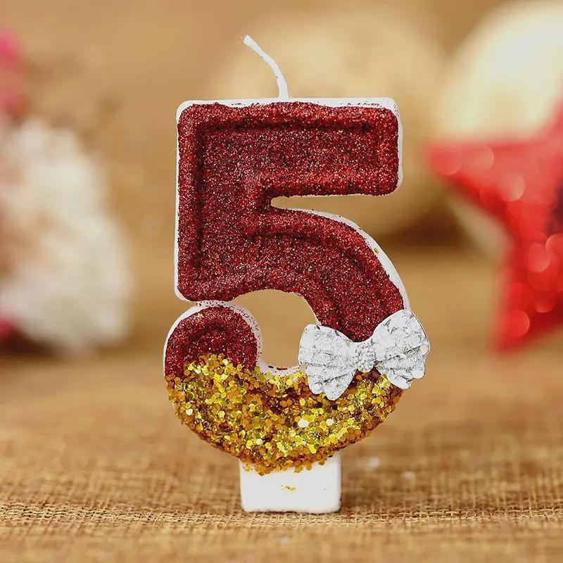 New Bow Birthday Candle, Creative Handmade Cake Candle Red Gold Digital Candle 0 To 9 Characters Independent Packaging Candle
