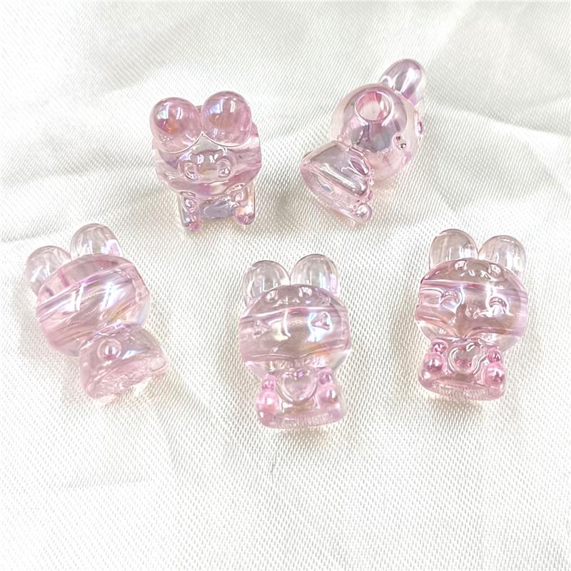 Home Party Supplies Pendant Handmade Materials Dazzle UV Plated Jewelry Accessories Rabbit Loose Beads 5pcs Bracelet Necklace DIY Transparent Fashion