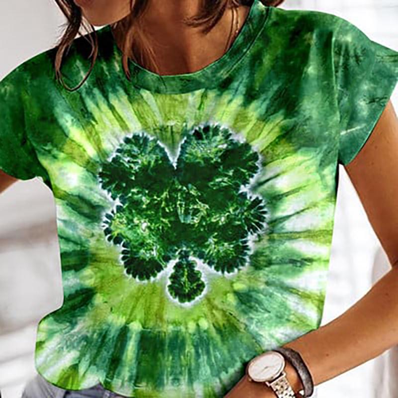 Women's Heart Tie-dye 3D Printed T-Shirts Summer Women's Round-Neck Short Sleeve T Shirt Harajuku Tees Y2k Top Female Clothing
