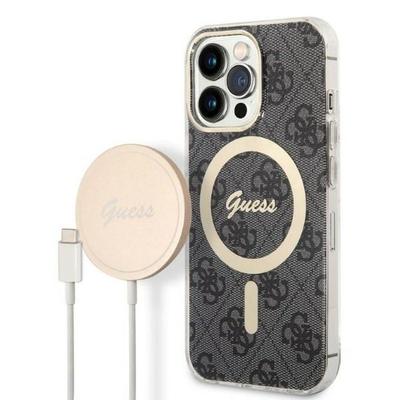 Guess GUBPP13LH4EACSK Case+ Charger Set iPhone 13 Pro Black/black Hard Case 4G Print MagSafe