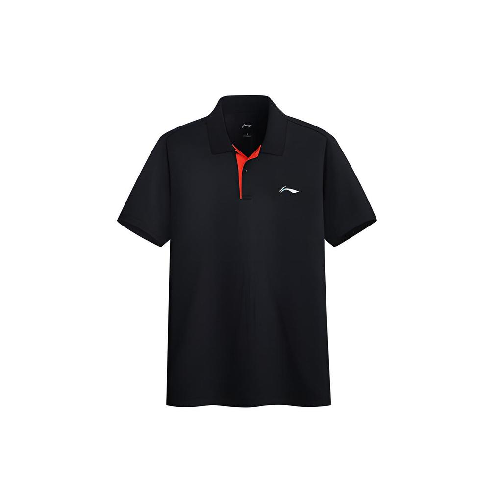 Li Ning Embroidered Logo Loose Fit Short Sleeve Polo Shirt Men Tops Black APLR029-1