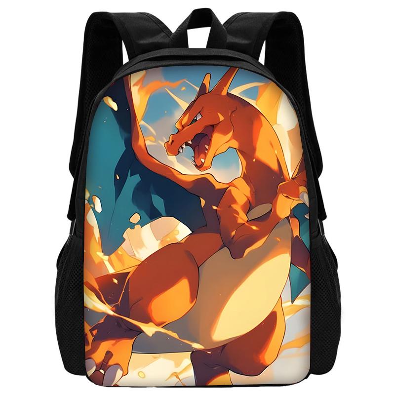 Child School Cute Anime Charizards Backpack with Lunch Bags ,Pencil Bags ,School Bags for Boys Girls Best Gift