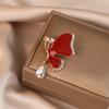 Fashionable Red Butterfly Alloy Brooch with A High-end Feel A Niche Anti-exposure Pin  A Versatile Accessory for Fixing Clothes