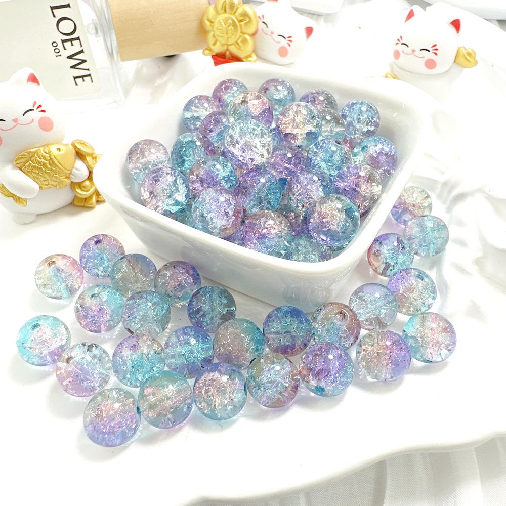 10mm Crackle Glass Round Beads, Loose Spacer Beads DIY Accessories for Bracelet Making 50pcs