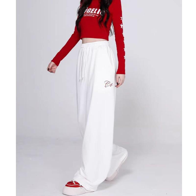 Korean Style Women's Hip Hop Printed Drawstring Dance Pants