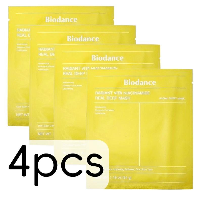 

Biodance Real Deep Mask - 4 шт. Колаген Кера-нол Морські водорості Віта Ніацинамід Ікра Пептид Гідрогелева Маска Vita Niacinamide 4pcs