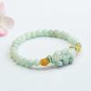 Shoubao Pixiu | Moisturizing Bean Green A-grade Jadeite Bracelet with Simple Chinese Style and Atmospheric Pixiu Jade Bracelet