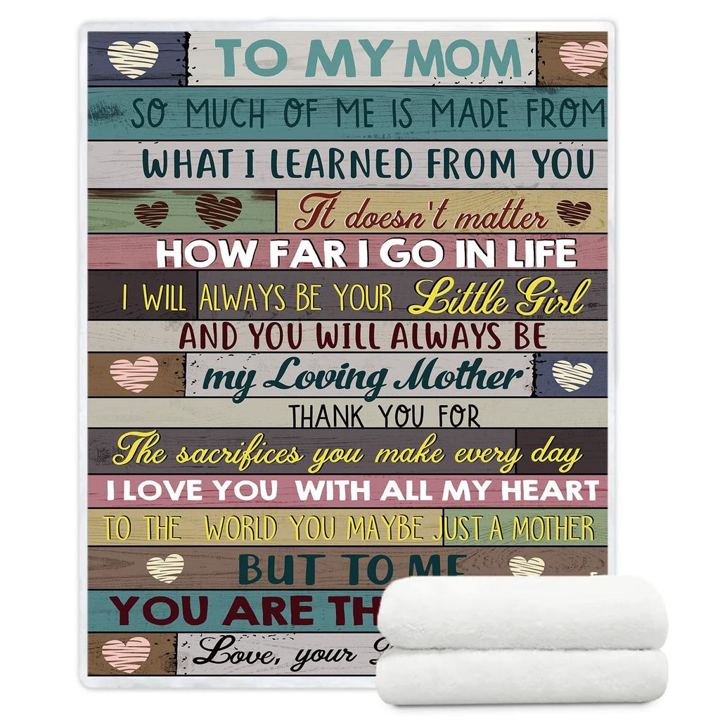 Birthday Gift From Daughter and Son To Mom Portable Soft Flannel Blanket for Sofa Bedroom Living Room