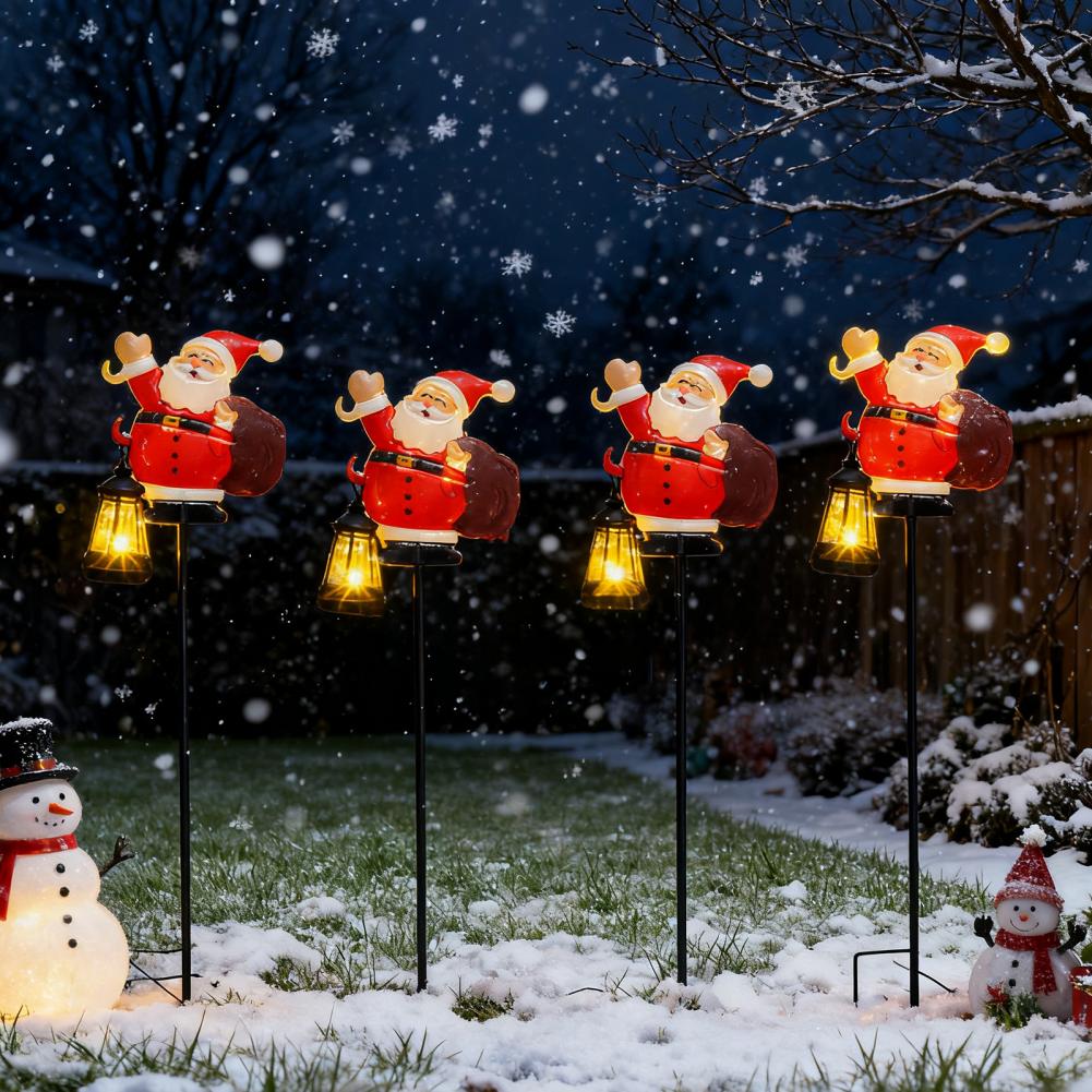Santa Claus Garden Light Outdoor Christmas Lantern Solar Christmas Lawn Lights Outdoor Garden Stakes with Led Santa Claus