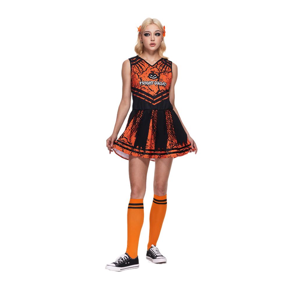Women Scary Cheerleader Costume Halloween Adult Evil School Suit Cool Sporty Outfit