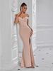 Elegant Strapless V-Neck Evening Gown with Slit