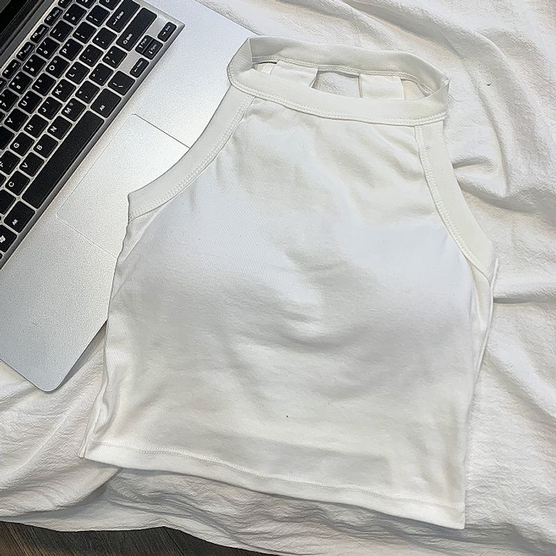 

2024 New Hanging Neck Sports Underwear Summer Outer Wear Shockproof With Chest Pad Yoga Top Vest Beauty Back Fitness Bra White Free size (40.00kg -65.00kg)