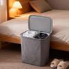 Foldable Laundry Basket with Lid Double Compartments Dirty Clothes Organizer Utility Storage Bin for Laundry Room Organization