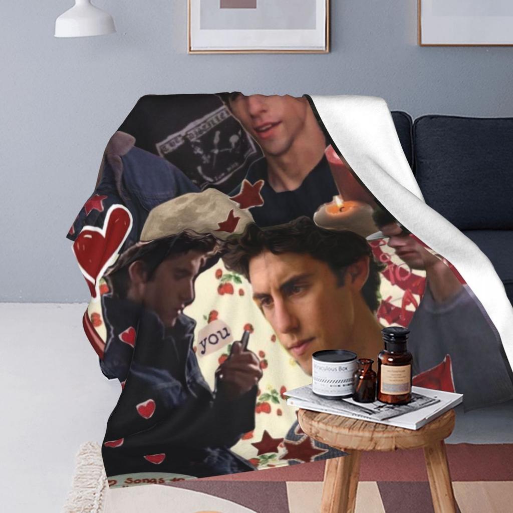 G-Gilmore Girl Flannel Blanket Jess Mariano Photo Collage Super Soft Throw Blanket for Couch Bed Travel Bedspread Sofa Bed Cover